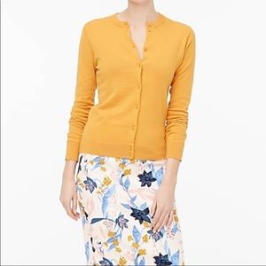 J Crew Mustard Yellow Cotton Cardigan Sweater NWOT